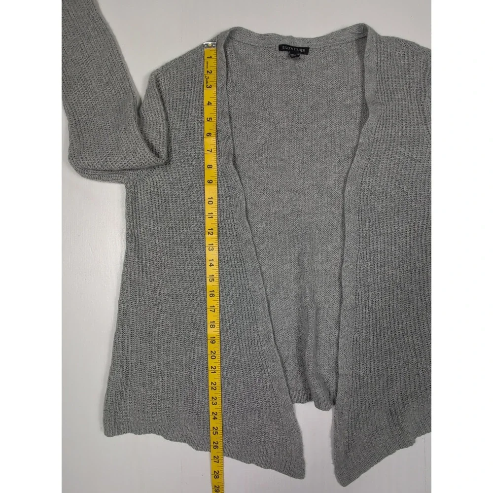 Eileen Fisher 100% Cashmere Grey Open Front Cardigan Sweater Medium Italian Yarn